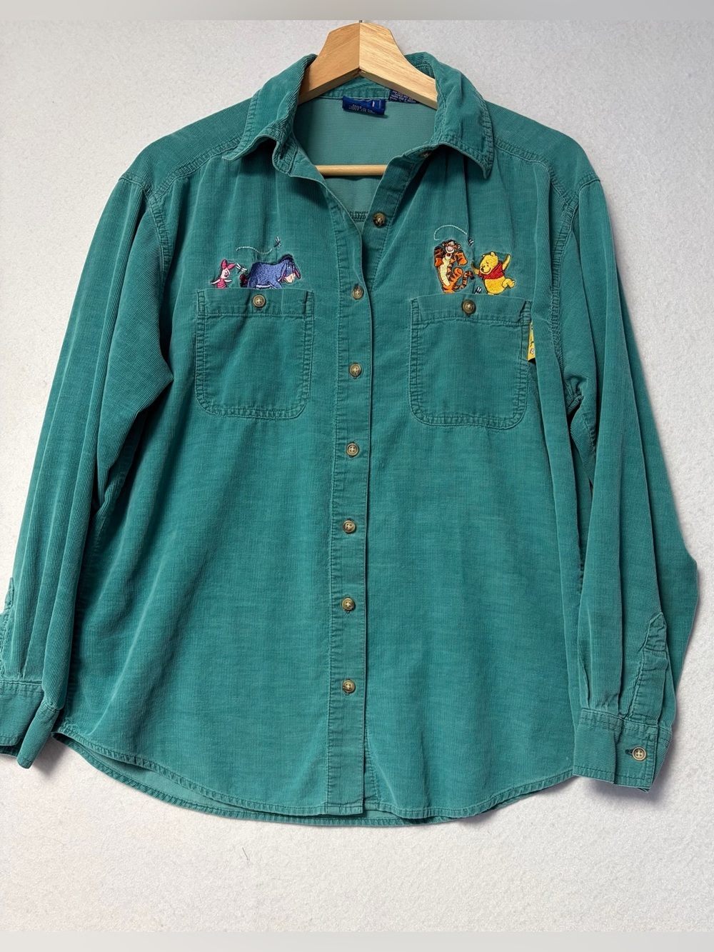 Vintage 90’s Disney Store Winnie the Pooh Embroidered Corduroy Button-Up Shirt